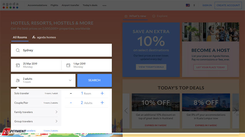 نحوه رزرو هتل از سایت آگودا
