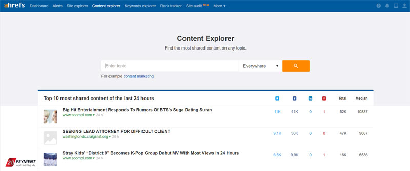 ابزار تحلیل محتوا content explorer