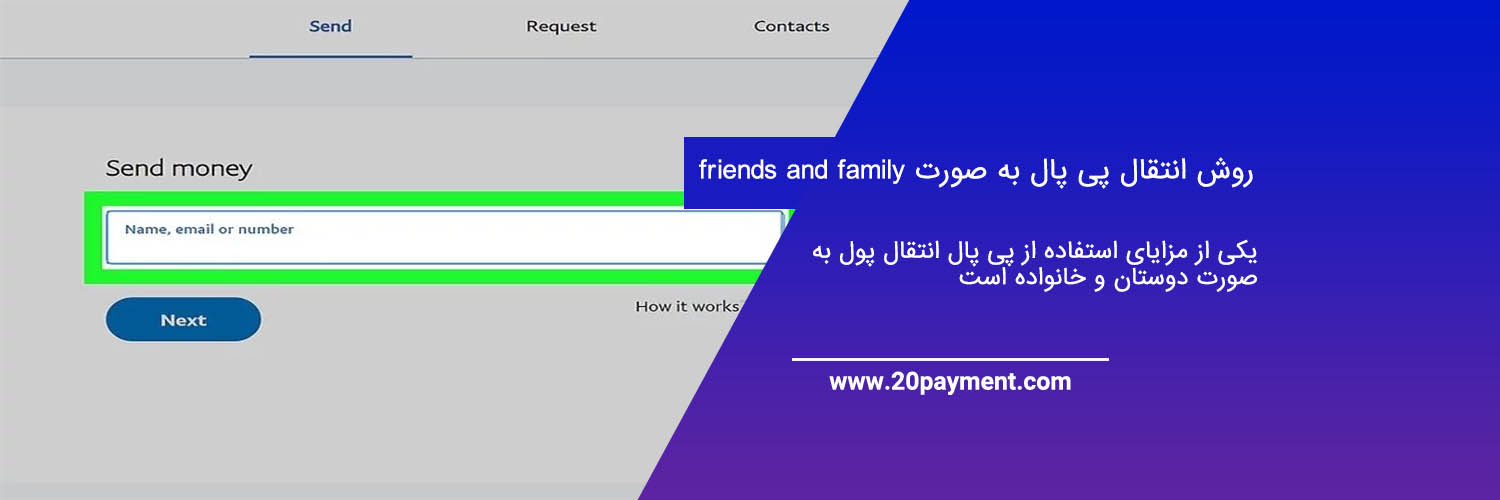 روش انتقال پی پال به صورت friends and family