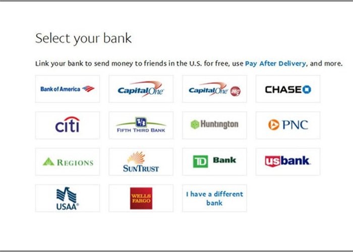 انتخاب بانک برای اتصال به پی پال