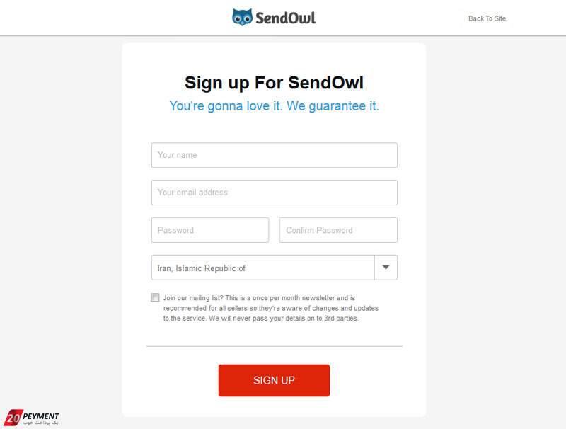 ثبت نام در سایت sendowl