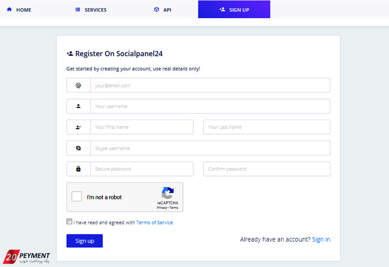 ثبت نام در socialpanel24