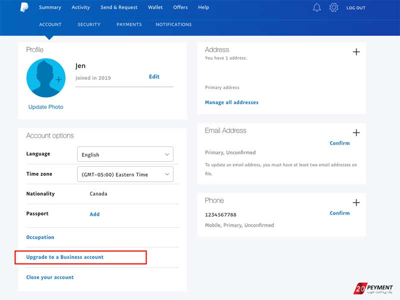 افتتاح حساب بیزینس پی پال